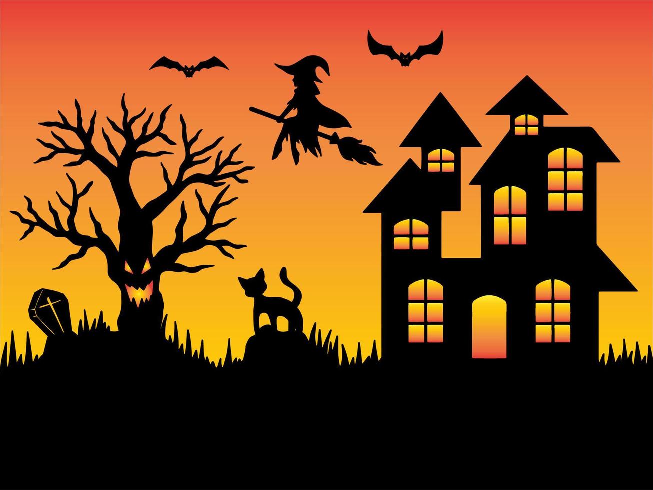 ilustración de fondo de silueta de halloween vector