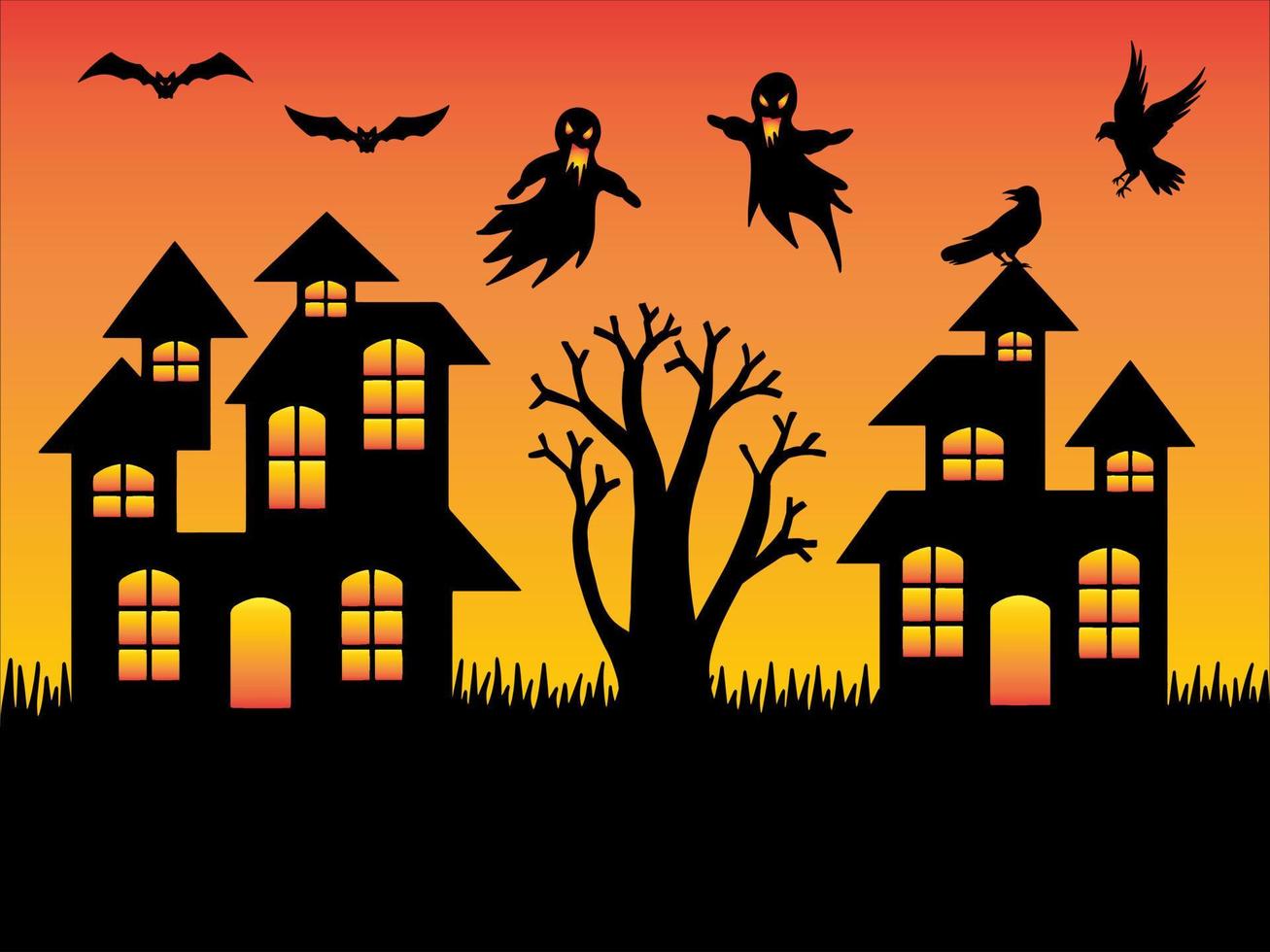 ilustración de fondo de silueta de halloween vector