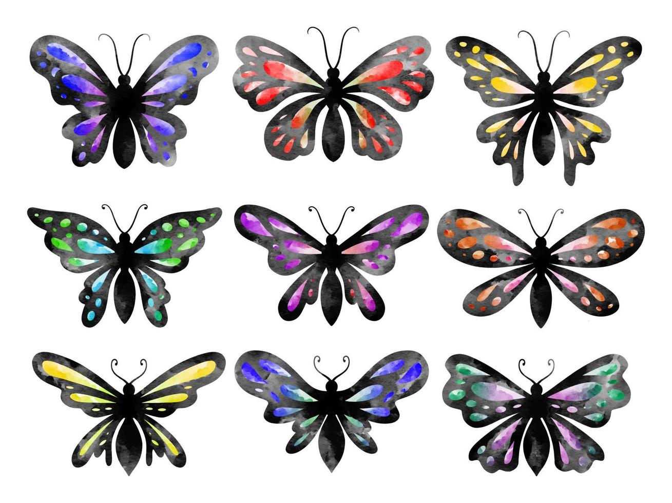 Butterfly Watercolor Clip Art Doodle vector