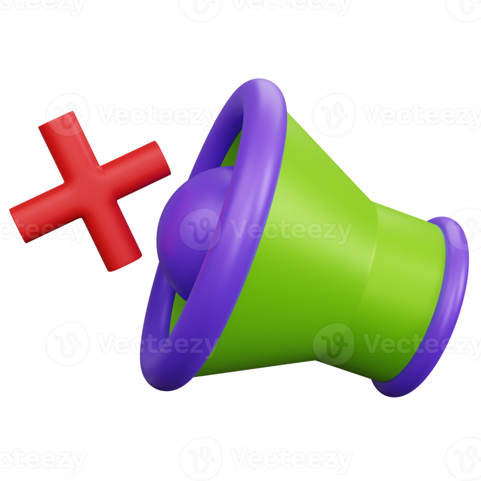 3d rendering volume mute with a cross mark isolated png