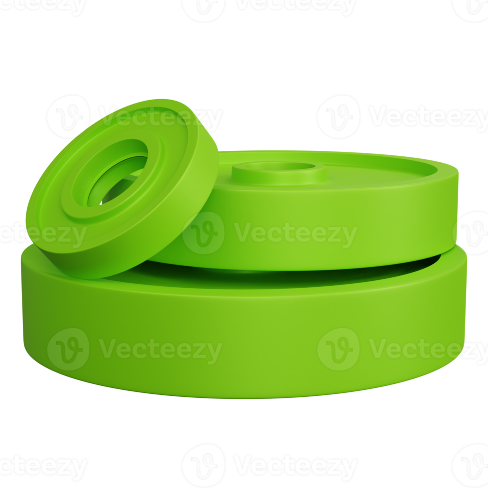 3d rendering green barbell plate isolated png