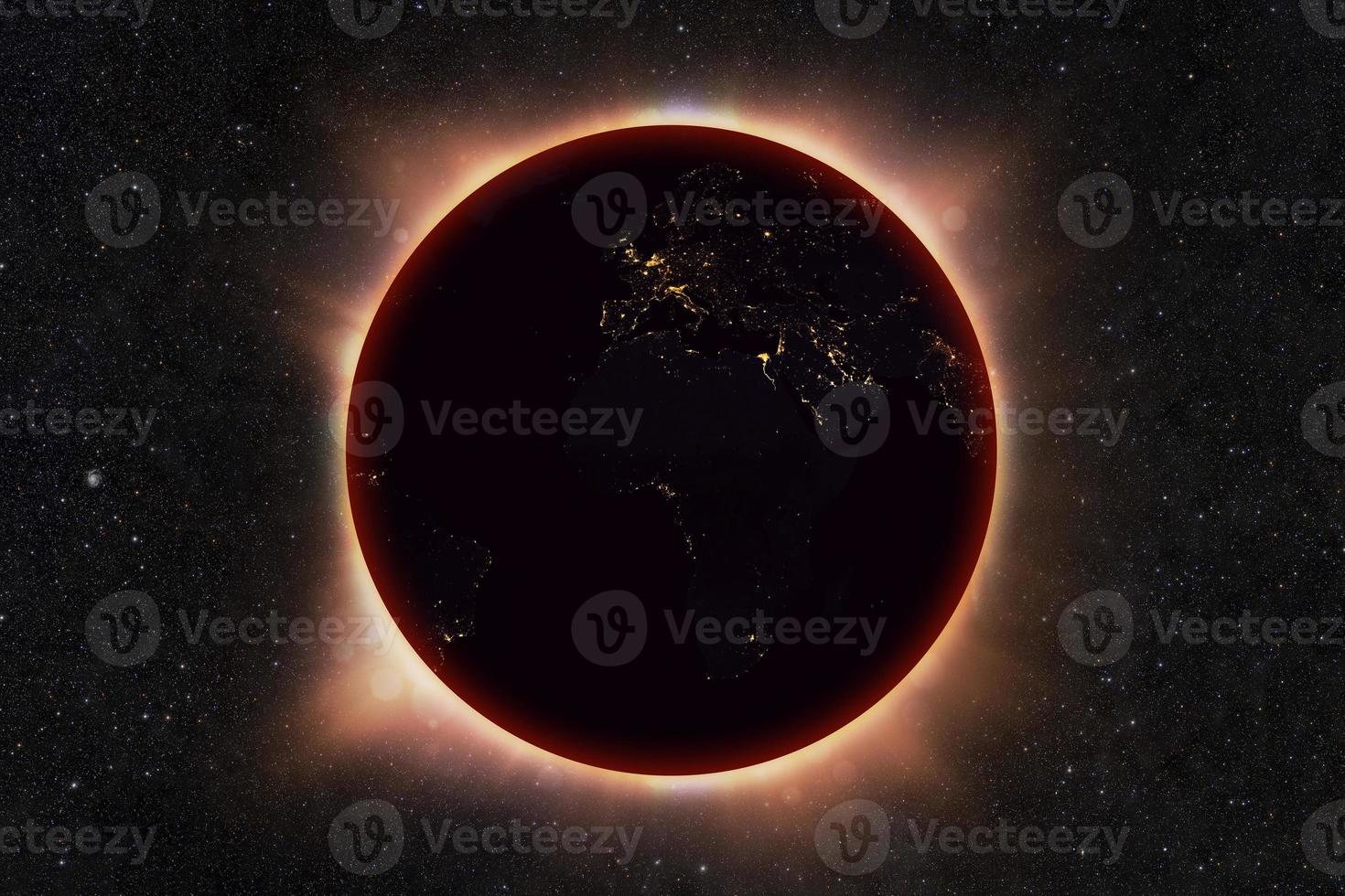 el eclipse solar del planeta tierra foto