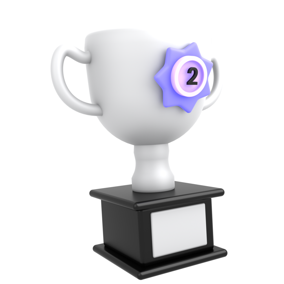 3d icon trophy with silver badge png