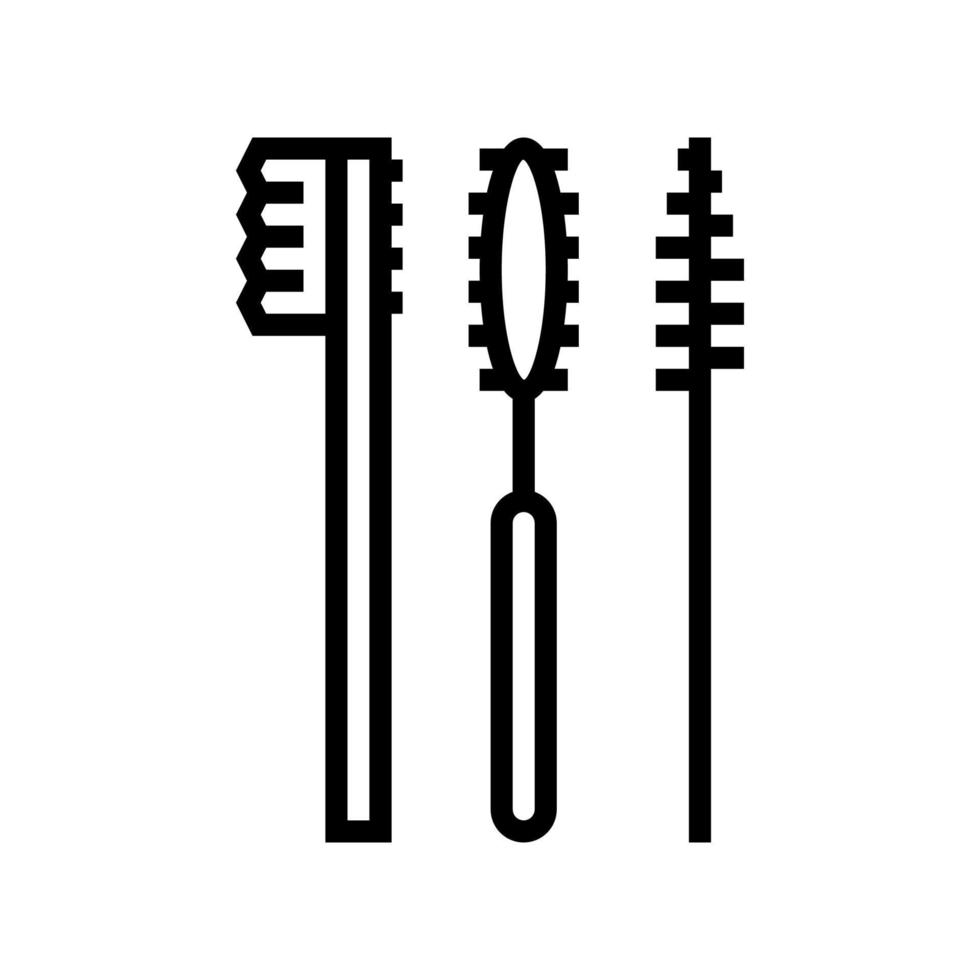 brushes set for false eyelashes applying line icon vector illustration