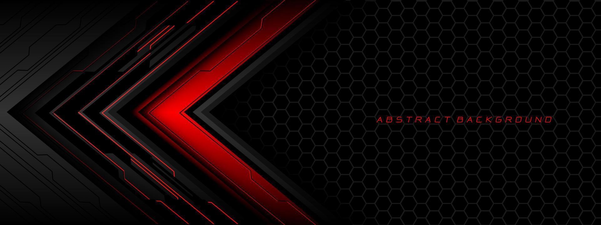 Abstract red grey metal black cyber circuit futuristic technology geometric on hexagon mesh design modern background vector