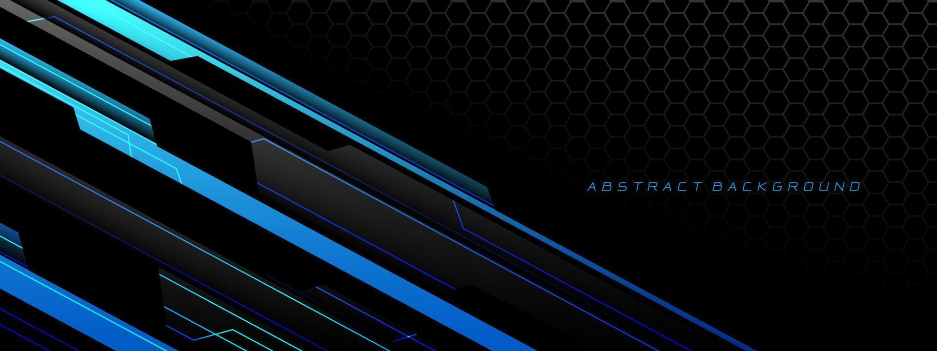 Abstract blue grey metal black cyber futuristic technology geometric on hexagon mesh design modern background vector