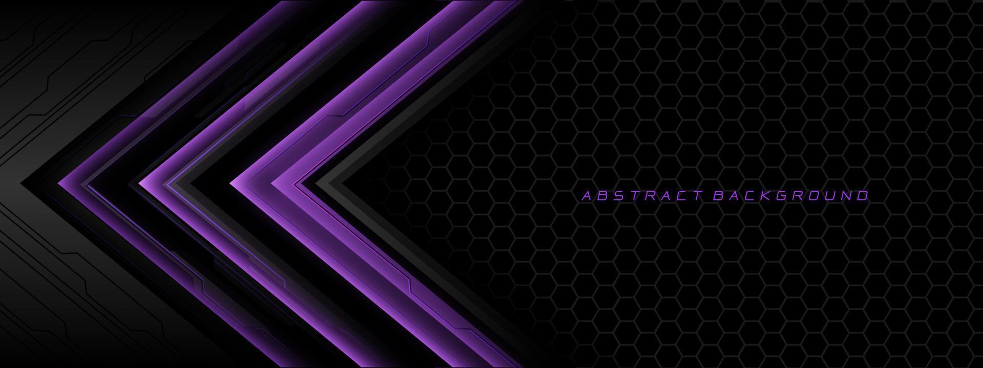 Abstract violet grey metal black cyber circuit futuristic technology geometric on hexagon mesh design modern background vector