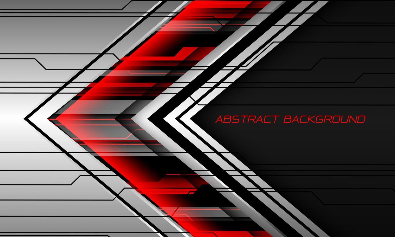 Abstract red silver grey metal black cyber arrow direction speed futuristic technology geometric design modern background vector