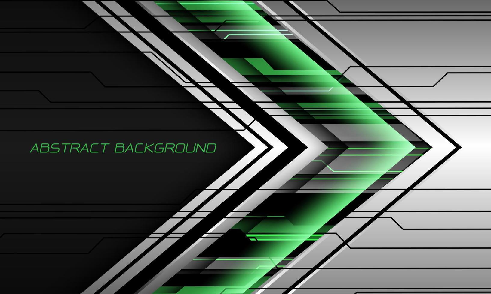 Abstract green silver grey metal black cyber arrow direction speed futuristic technology geometric design modern background vector