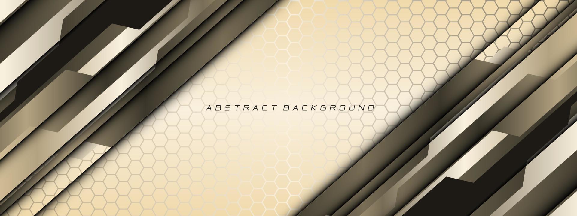 Abstract golden cyber circuit futuristic technology geometric on grey hexagon mesh design modern background vector