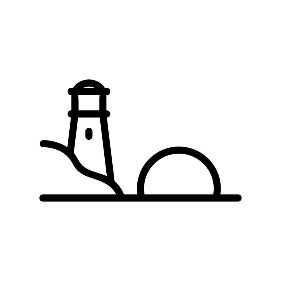 sunset sea lighthouse icon vector outline illustration