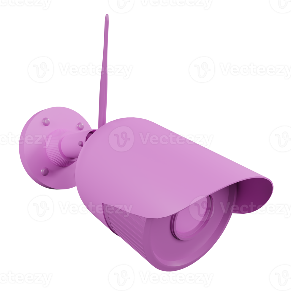3D render Security camera. pink CCTV surveillance system. png