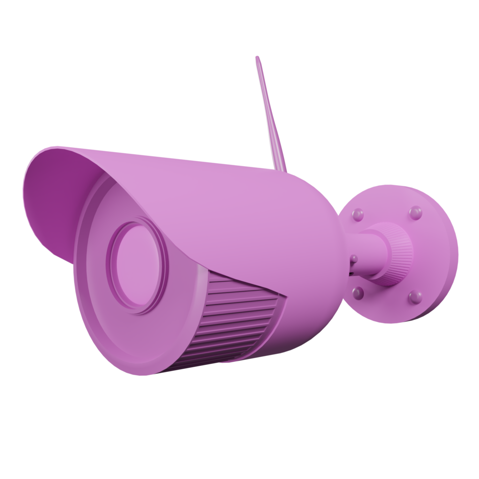 3D render Security camera. pink CCTV surveillance system. png