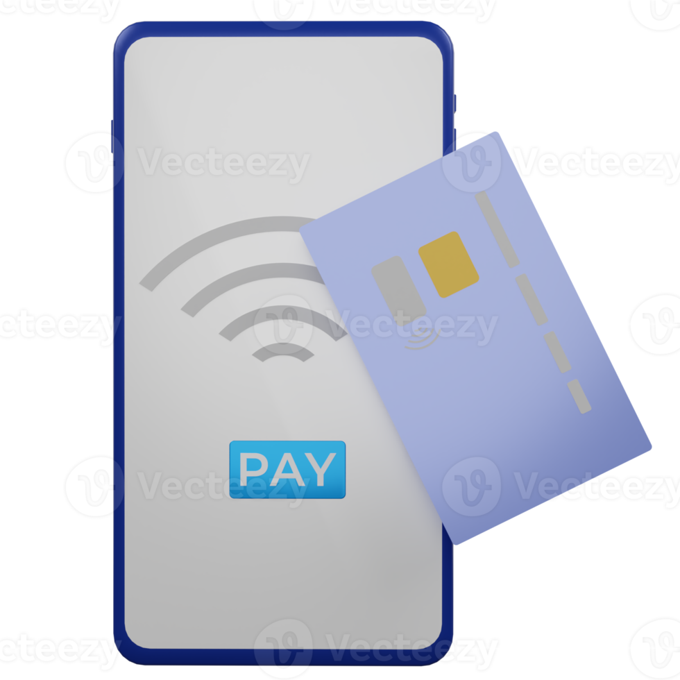 téléphone mobile 3d et carte de débit atm, paiement via nfc png