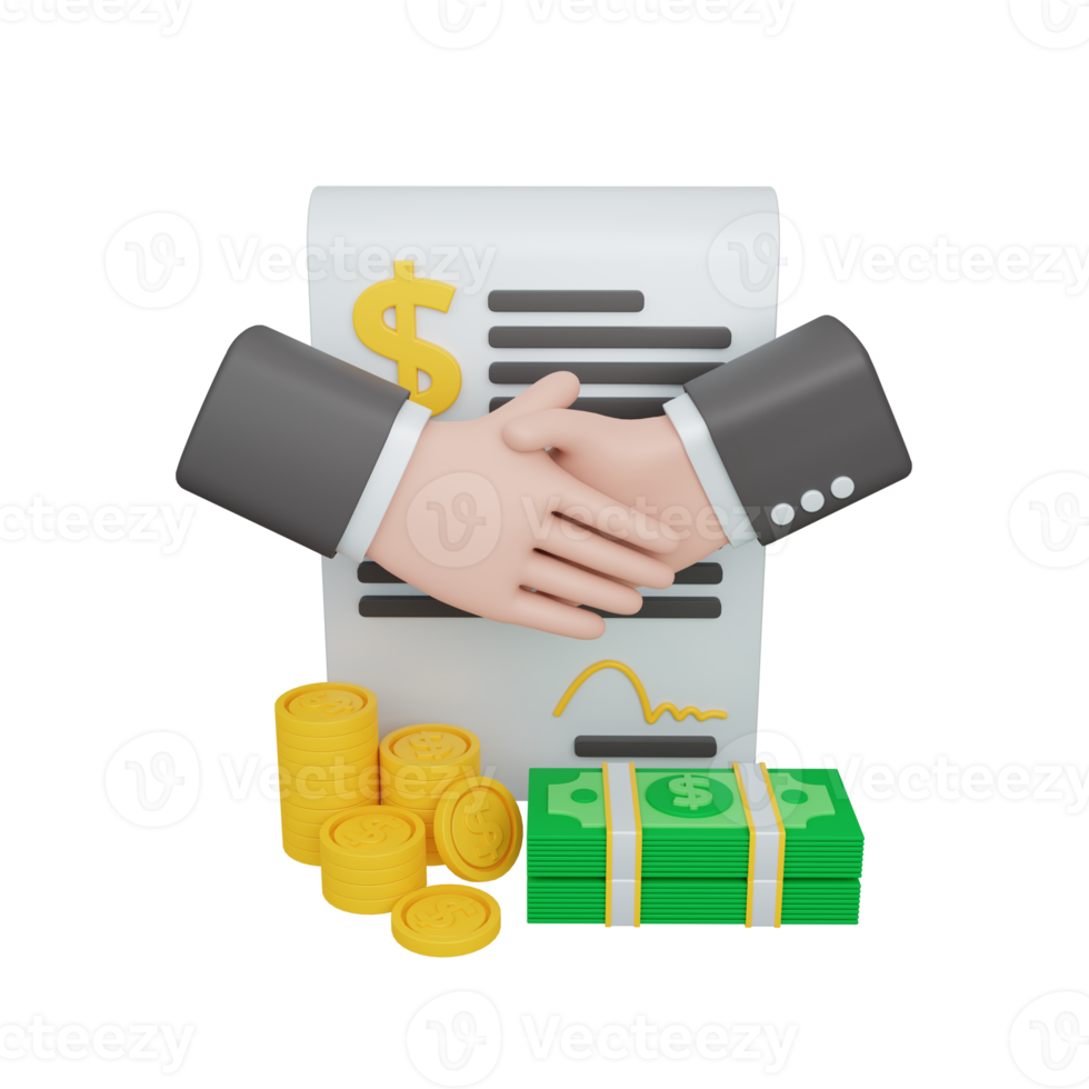 3d rendering contract paper isolated useful for business, company and finance design illustration png
