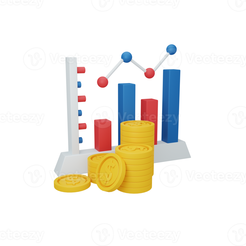 entrate o profitti di rendering 3d isolati utili per l'illustrazione del design aziendale, aziendale e finanziario png