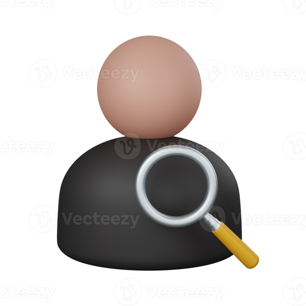 Empregado de pesquisa de renderização 3D isolado útil para ilustração de design de negócios, empresa e finanças png