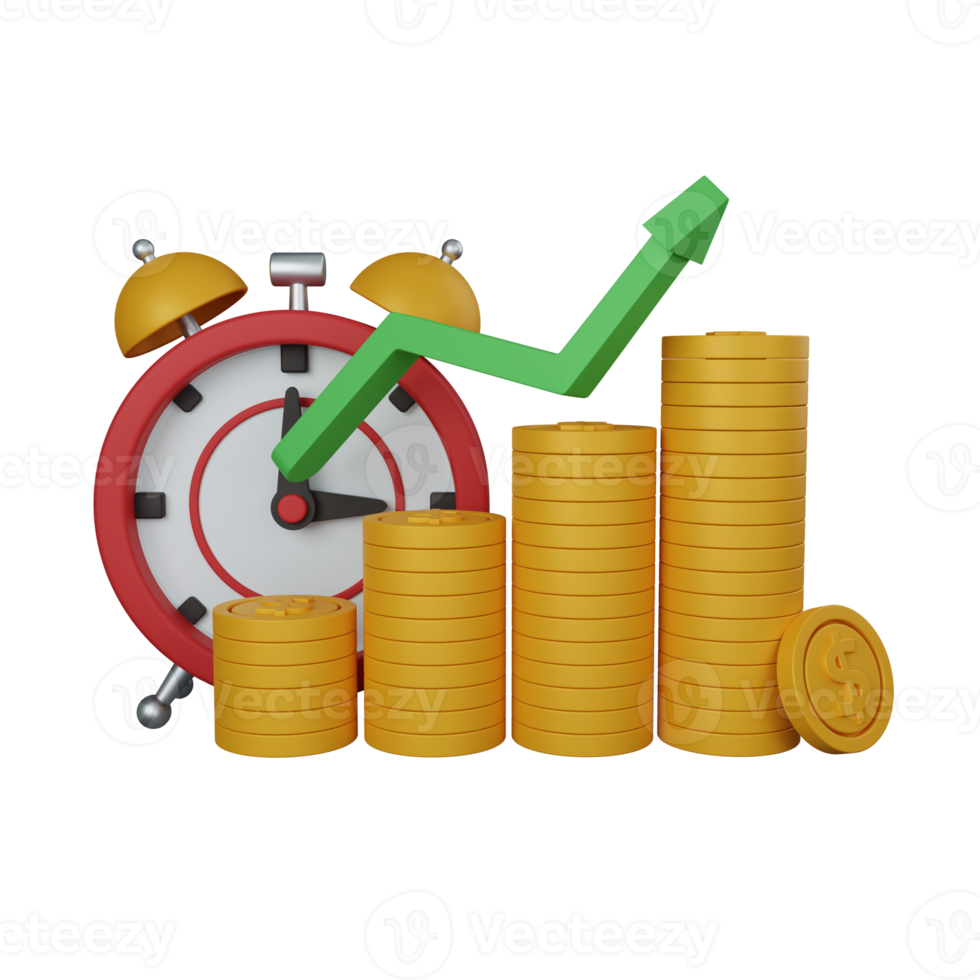 receita de renderização 3D ou lucro isolado útil para ilustração de design de negócios, empresa e finanças png