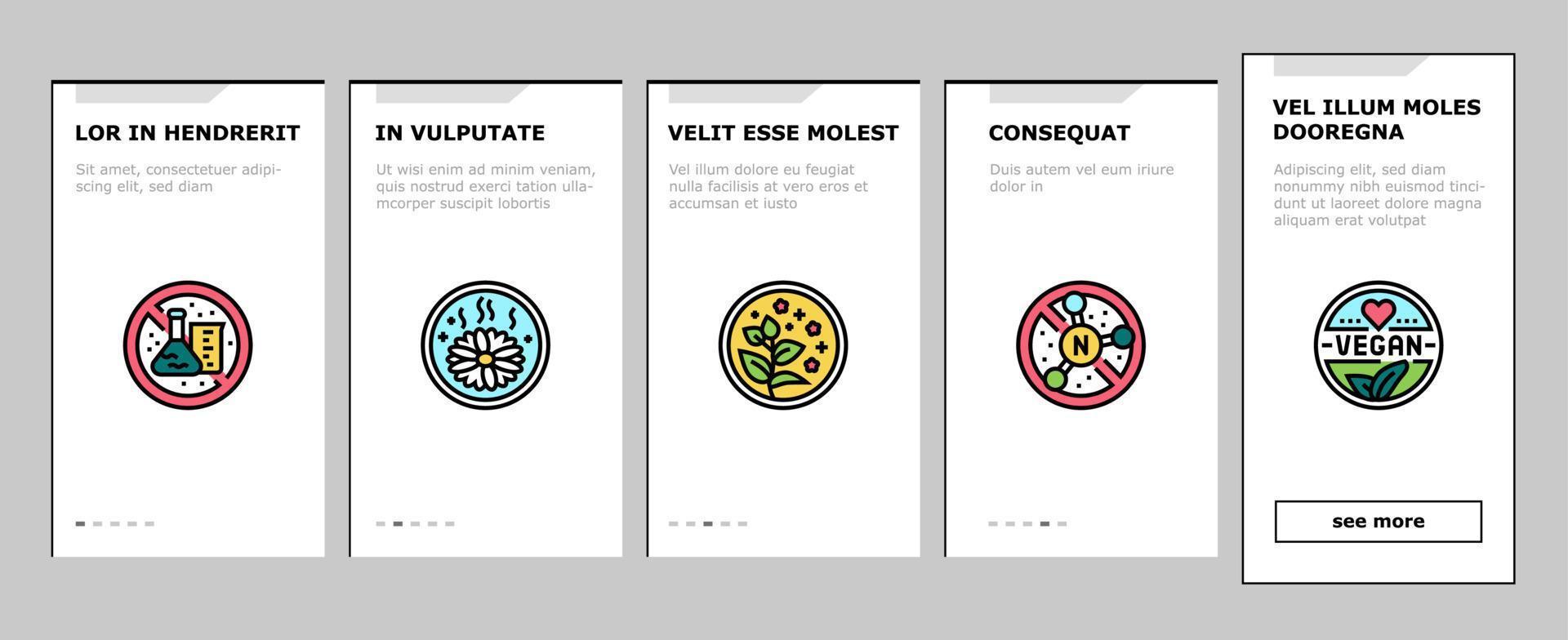 Eco Cosmetics Organic And Bio Onboarding Icons Set Vector