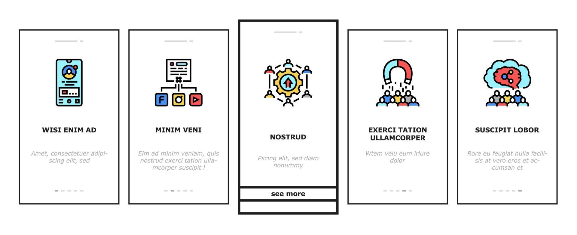 Social Networking Online App Onboarding Icons Set Vector