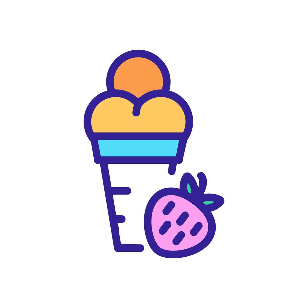 ilustración de contorno de vector de icono de cono de helado de fresa