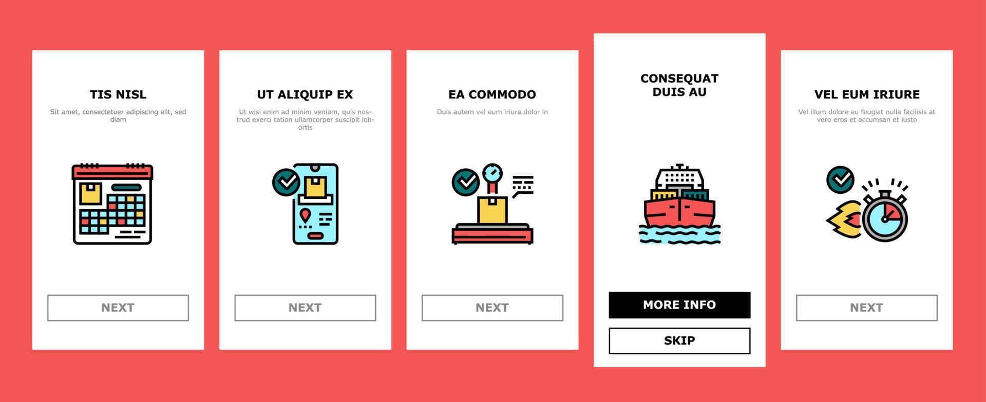 Delivery Service Application Onboarding Icons Set Vector