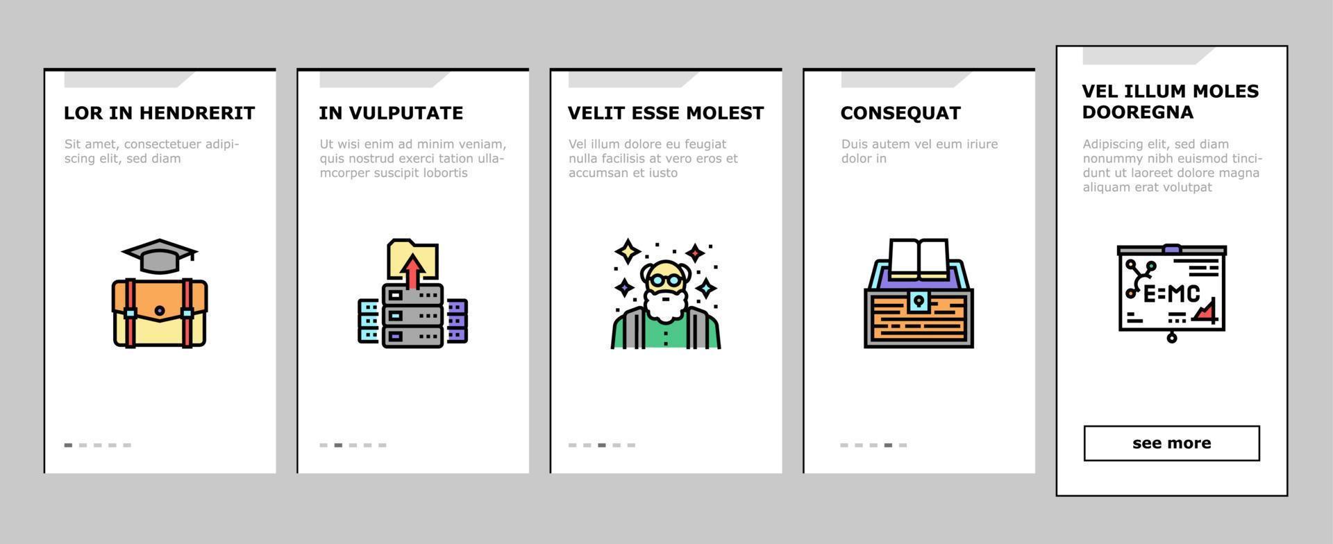 Knowledge And Mind Intelligence Onboarding Icons Set Vector