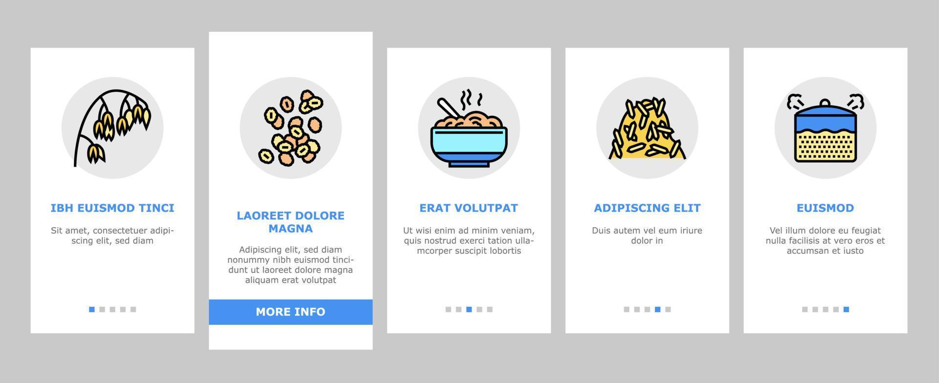 Oatmeal Nutrition Onboarding Icons Set Vector