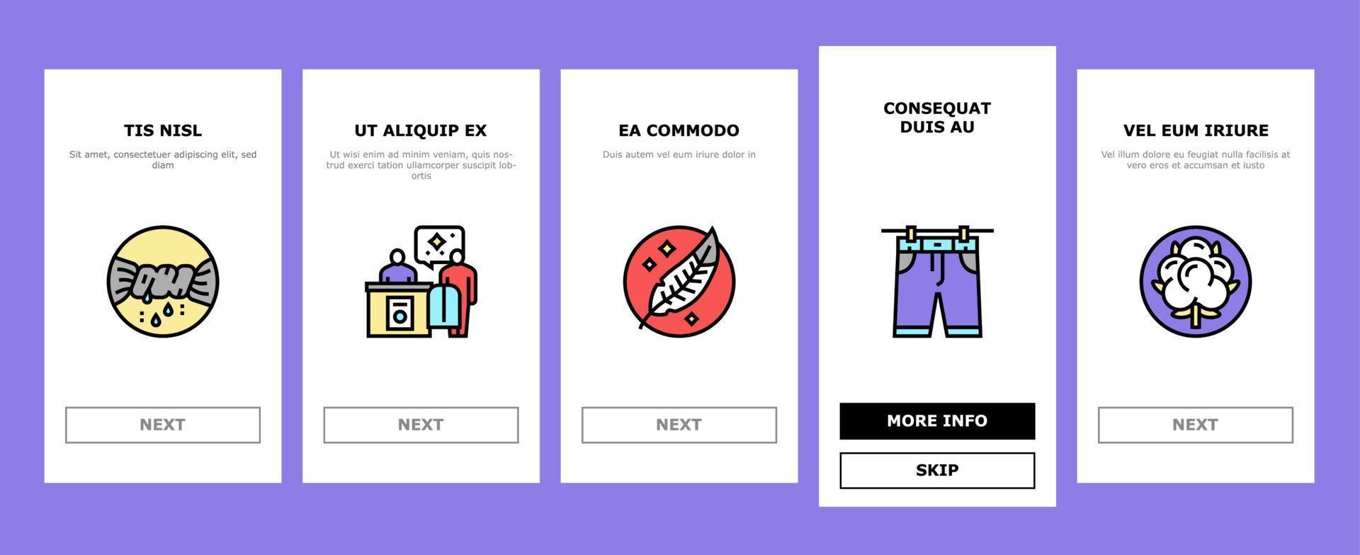 Laundry Service Washing Clothes Onboarding Icons Set Vector