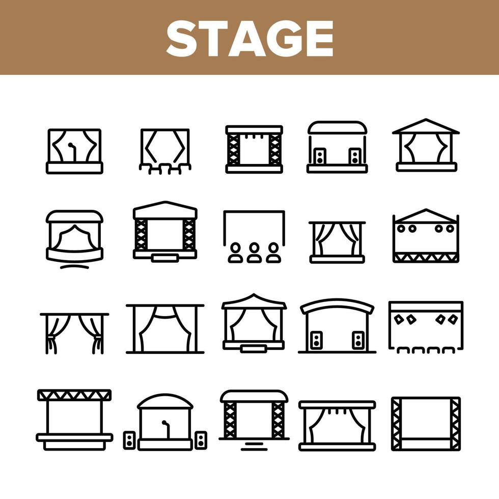 Stage Construction Collection Icons Set Vector