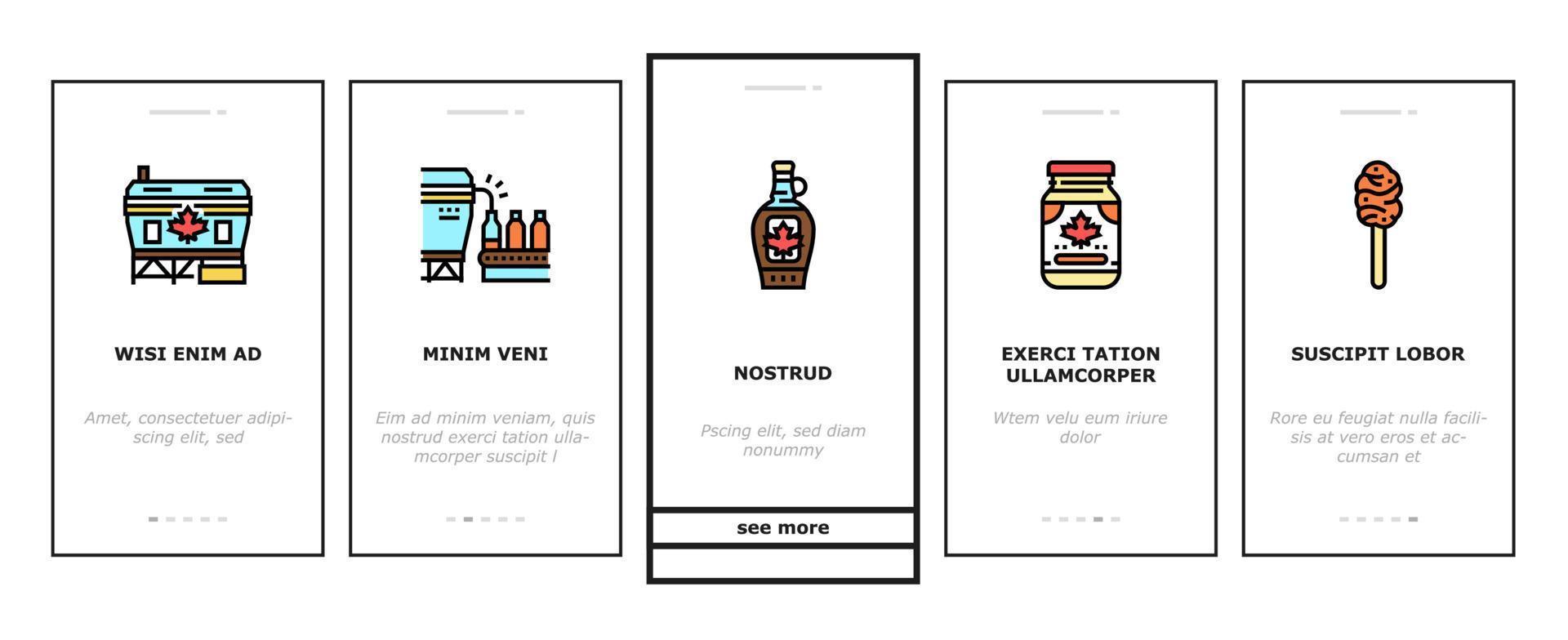 Maple Syrup Delicious Liquid Onboarding Icons Set Vector