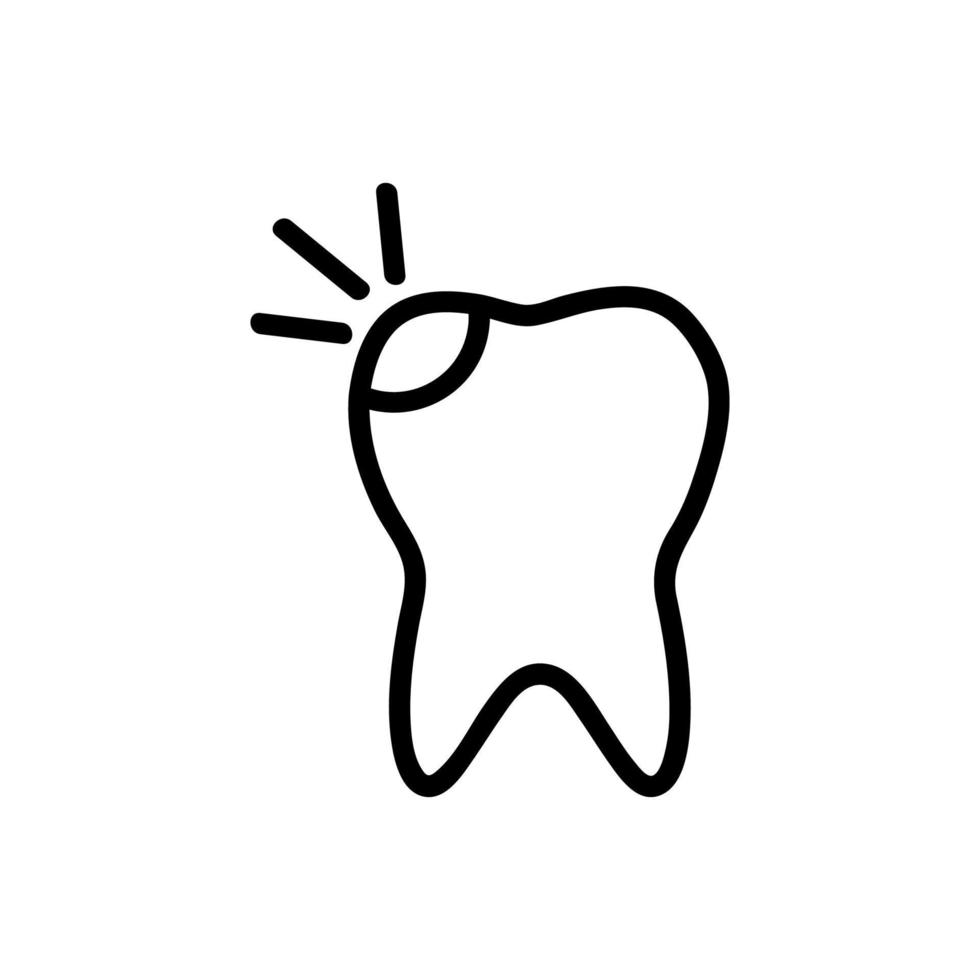 caries dental en los dientes del vector icono. ilustración de símbolo de contorno aislado