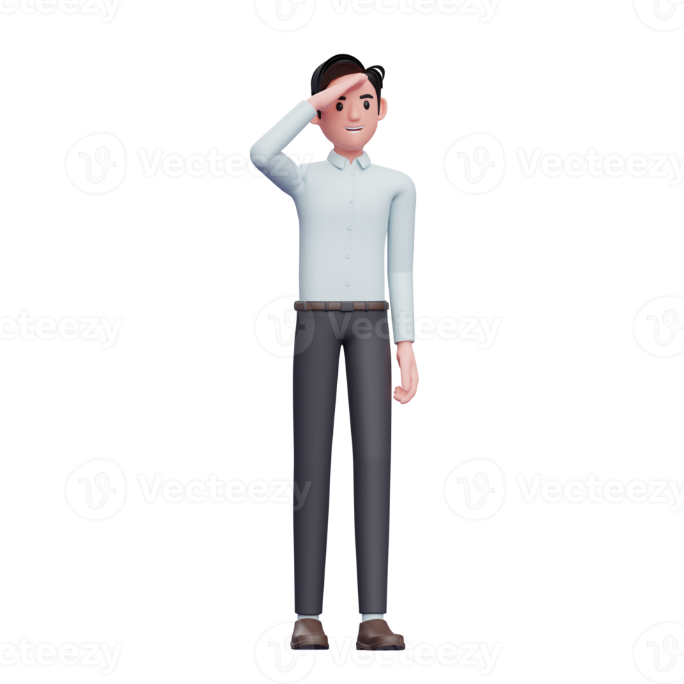 3d Businessman looking far away, 3D render visionary leader character illustration png