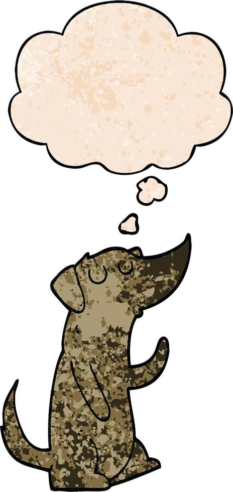 cartoon dog and thought bubble in grunge texture pattern style vector