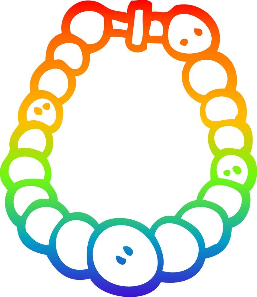 arco iris gradiente línea dibujo dibujos animados collar de perlas blancas vector