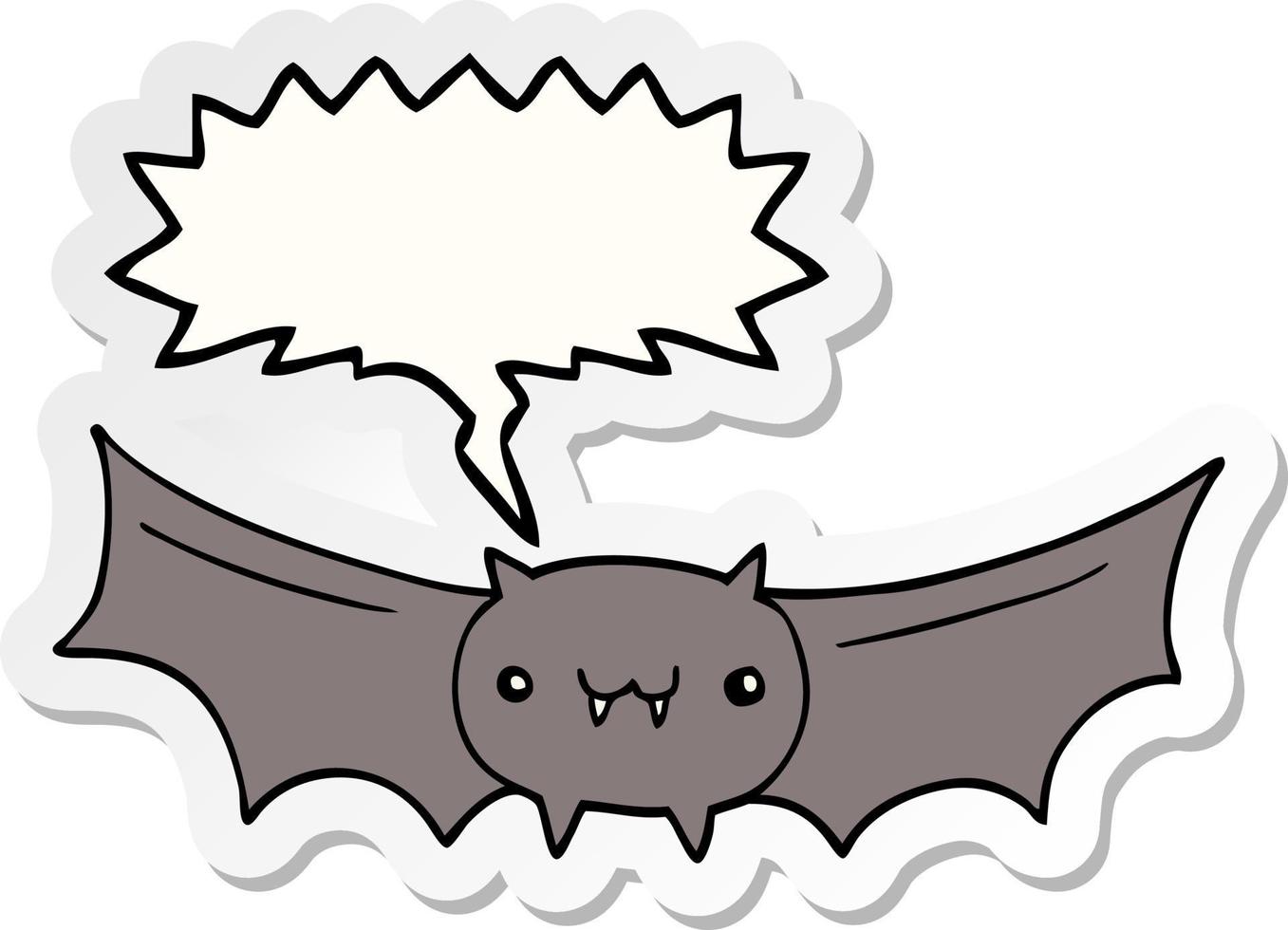 cartoon vampire bat and speech bubble sticker vector