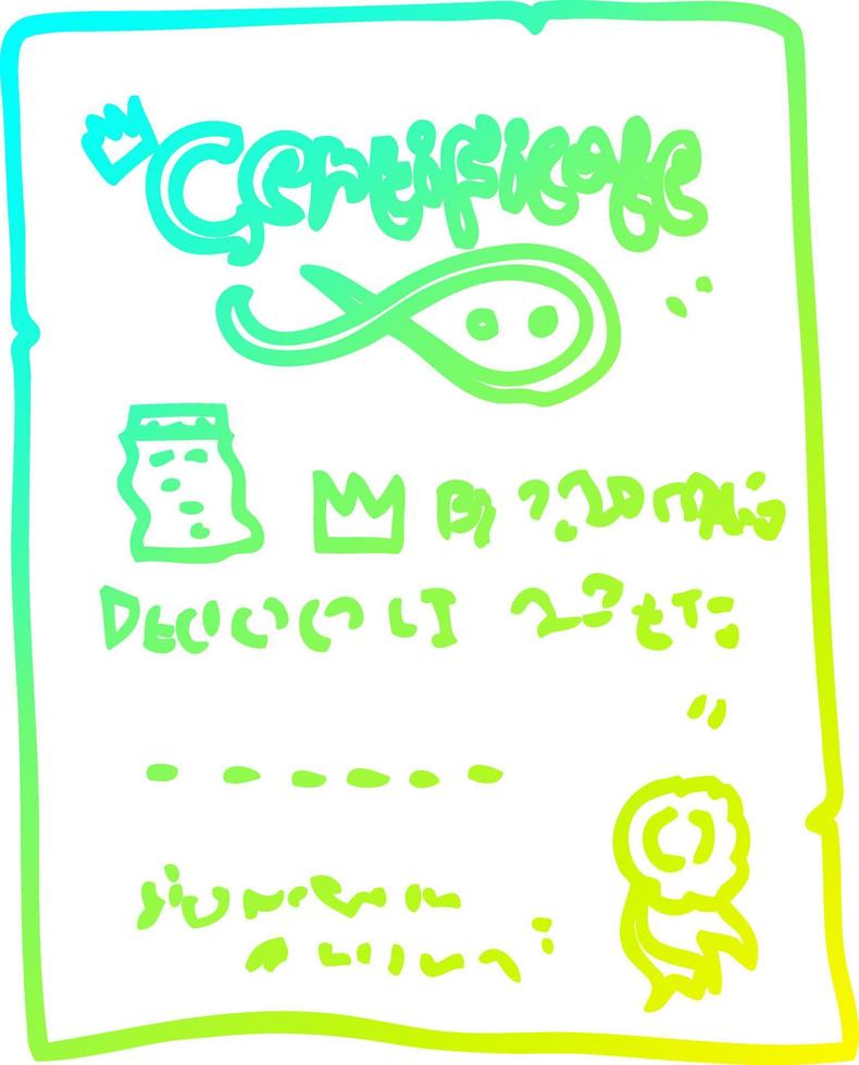 cold gradient line drawing cartoon ornate certificate vector