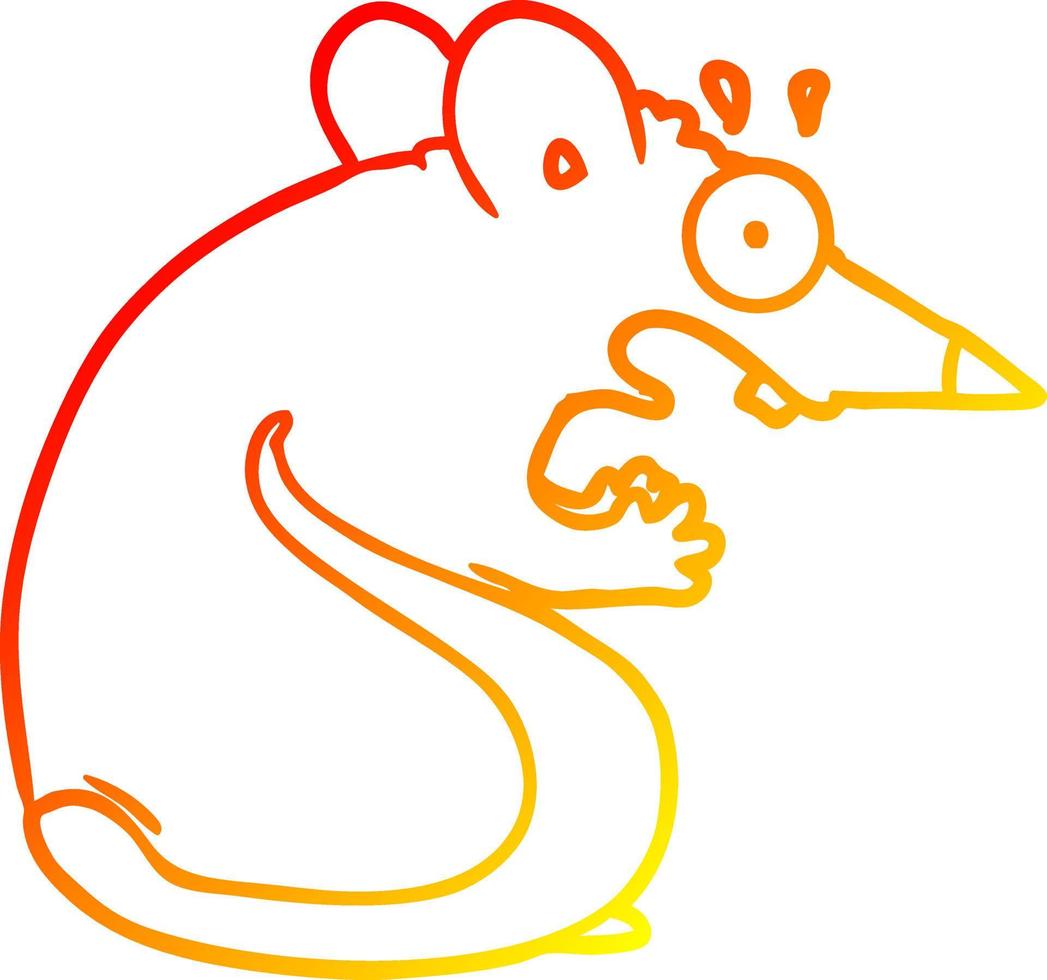 warm gradient line drawing cartoon frightened mouse vector