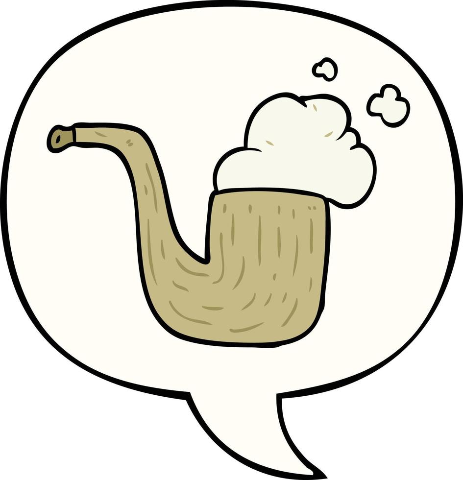 cartoon old smoking pipe and speech bubble vector