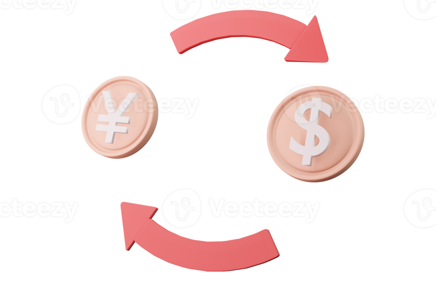 cambio de moneda flecha roja ilustración 3d icono financiero para el mercado de valores png