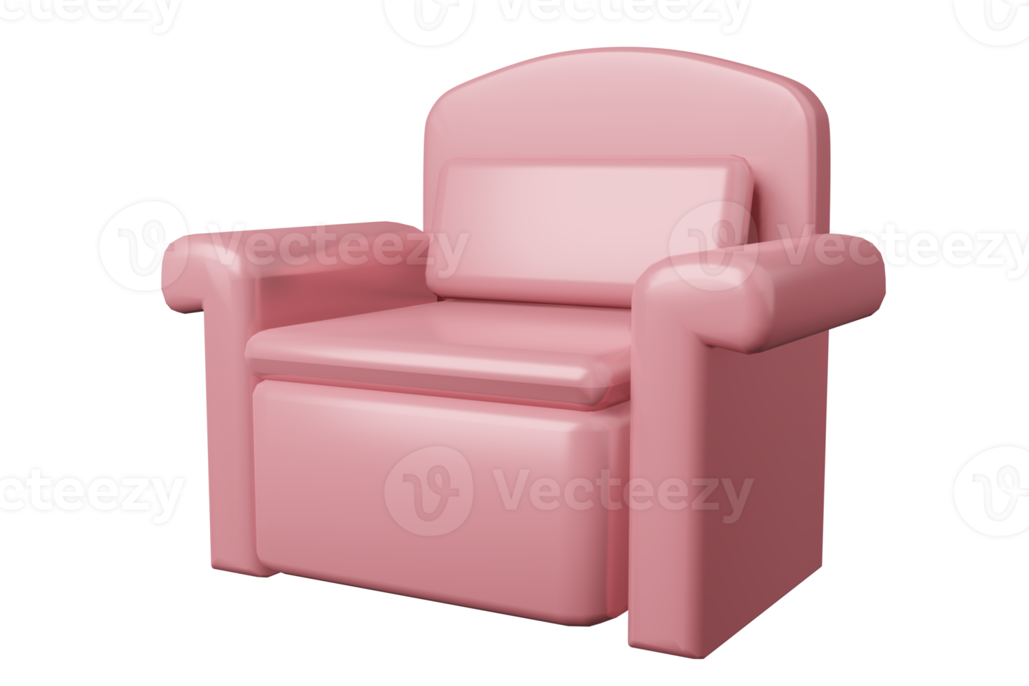 ilustração 3d de sofá de poltrona rosa, sofá de luxo vazio png