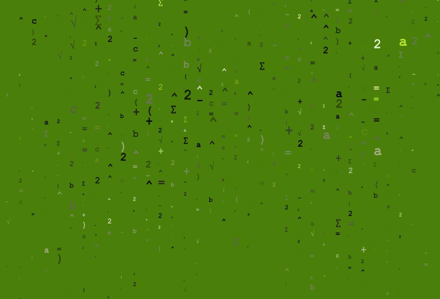 textura vectorial verde claro con símbolos matemáticos. vector