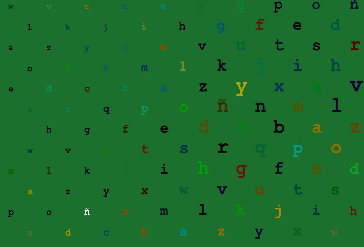 Dark multicolor, rainbow vector template with isolated letters.