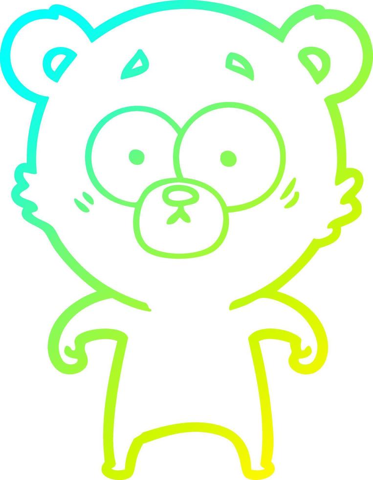 cold gradient line drawing surprised bear cartoon vector