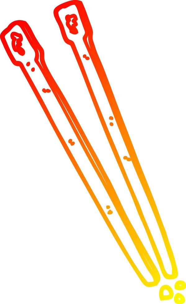 warm gradient line drawing cartoon wooden chopsticks vector