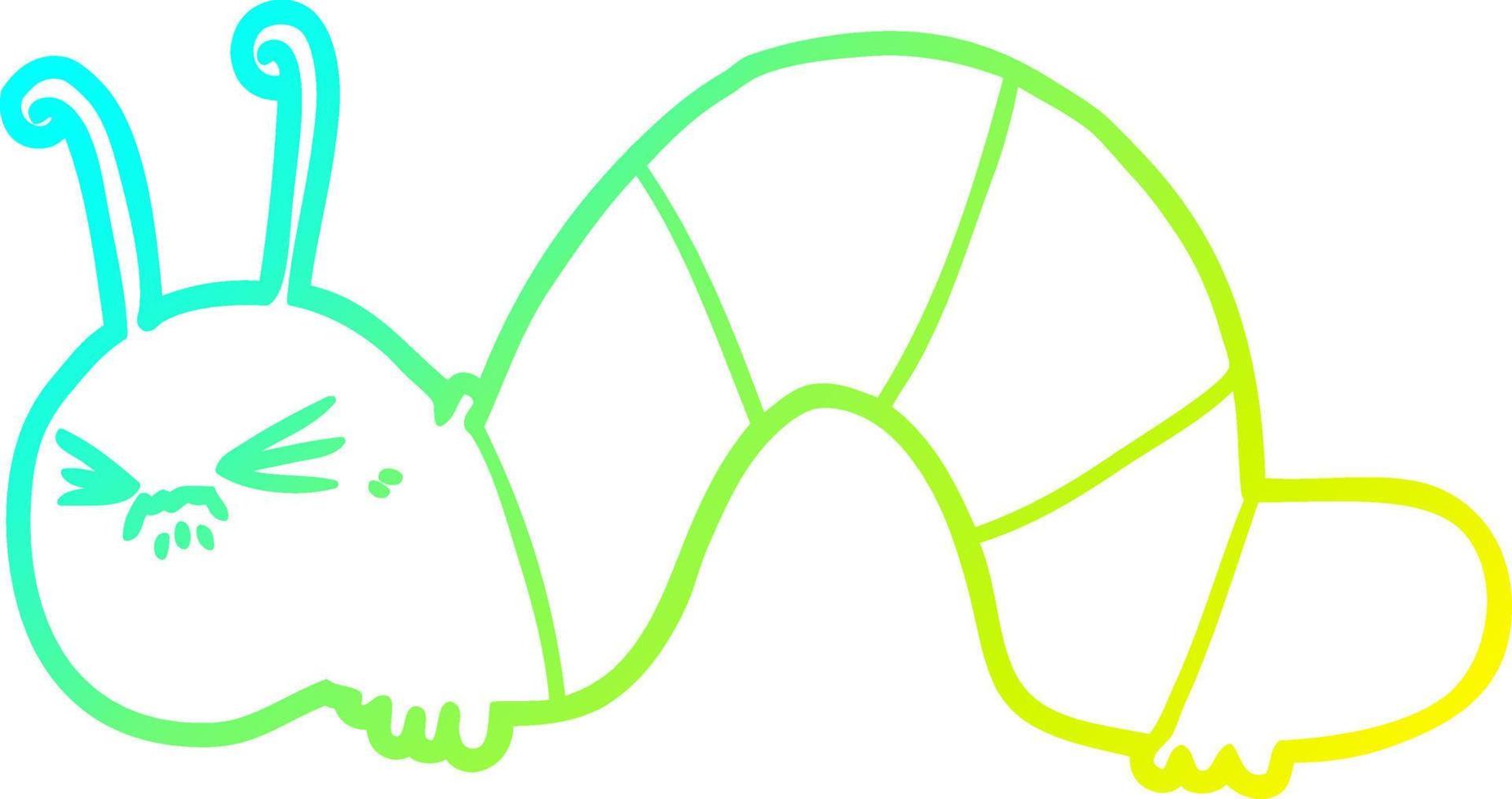 cold gradient line drawing cartoon angry caterpillar vector