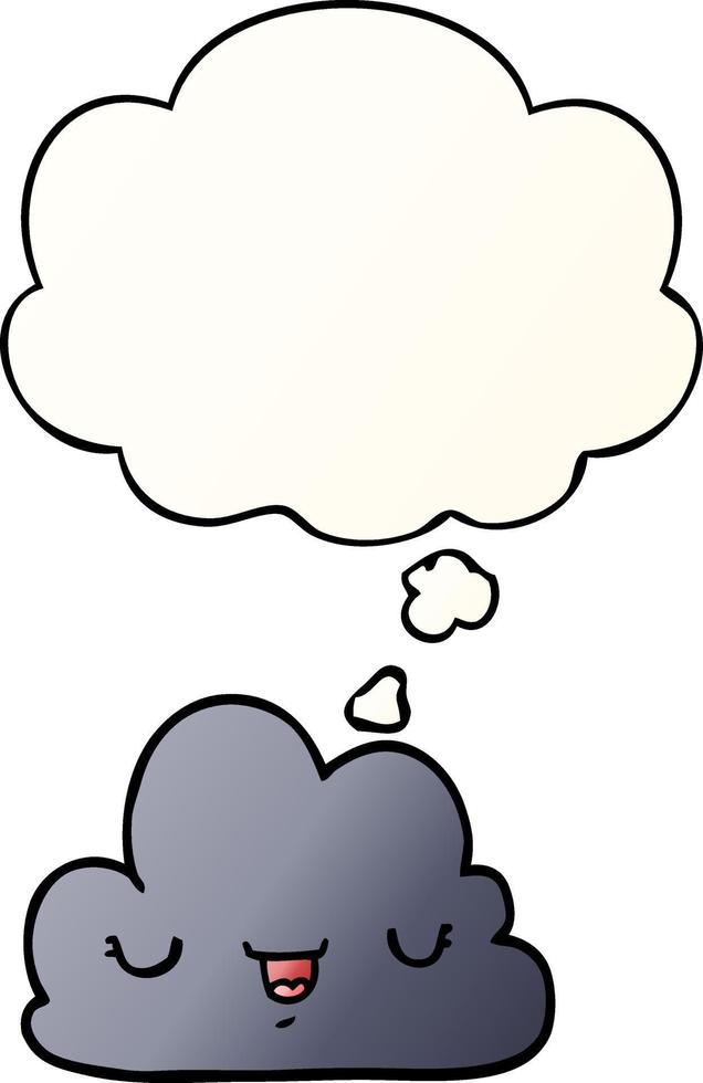 cute cartoon cloud and thought bubble in smooth gradient style vector