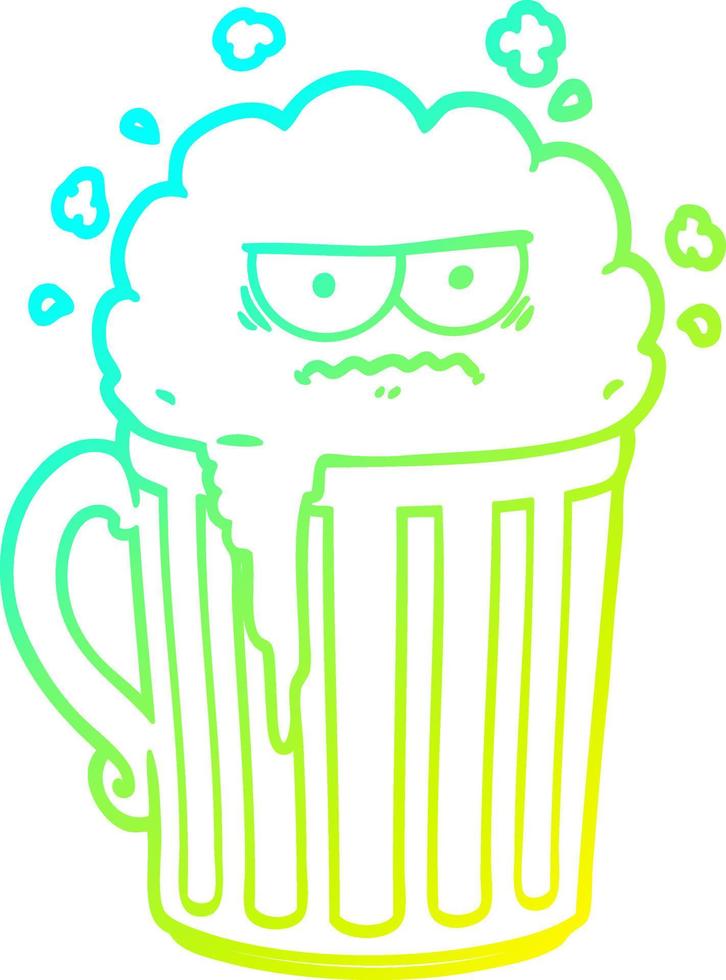 cold gradient line drawing cartoon mug of beer vector