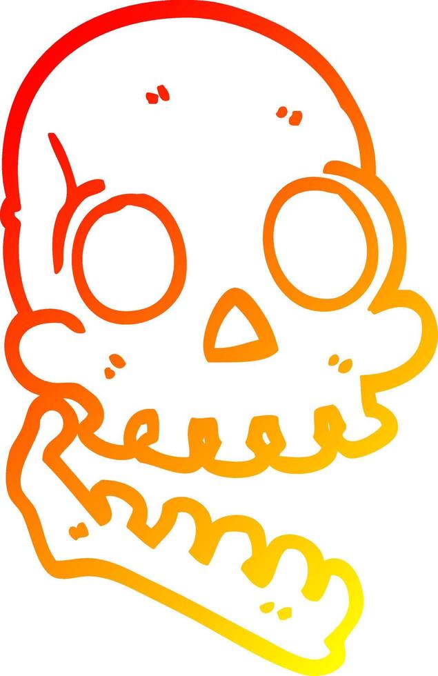 warm gradient line drawing cartoon happy skull vector