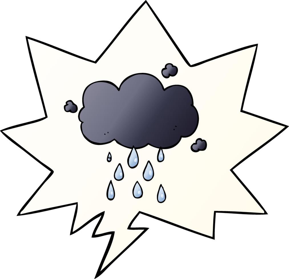 caricatura, nube, lloviendo, y, burbuja del discurso, en, suave, gradiente, estilo vector